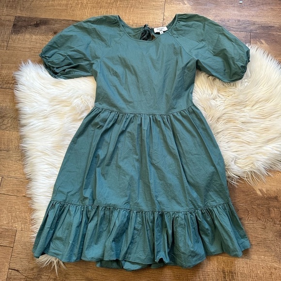 PETER SOM Green Puff Sleeve Dress - Picture 5 of 8